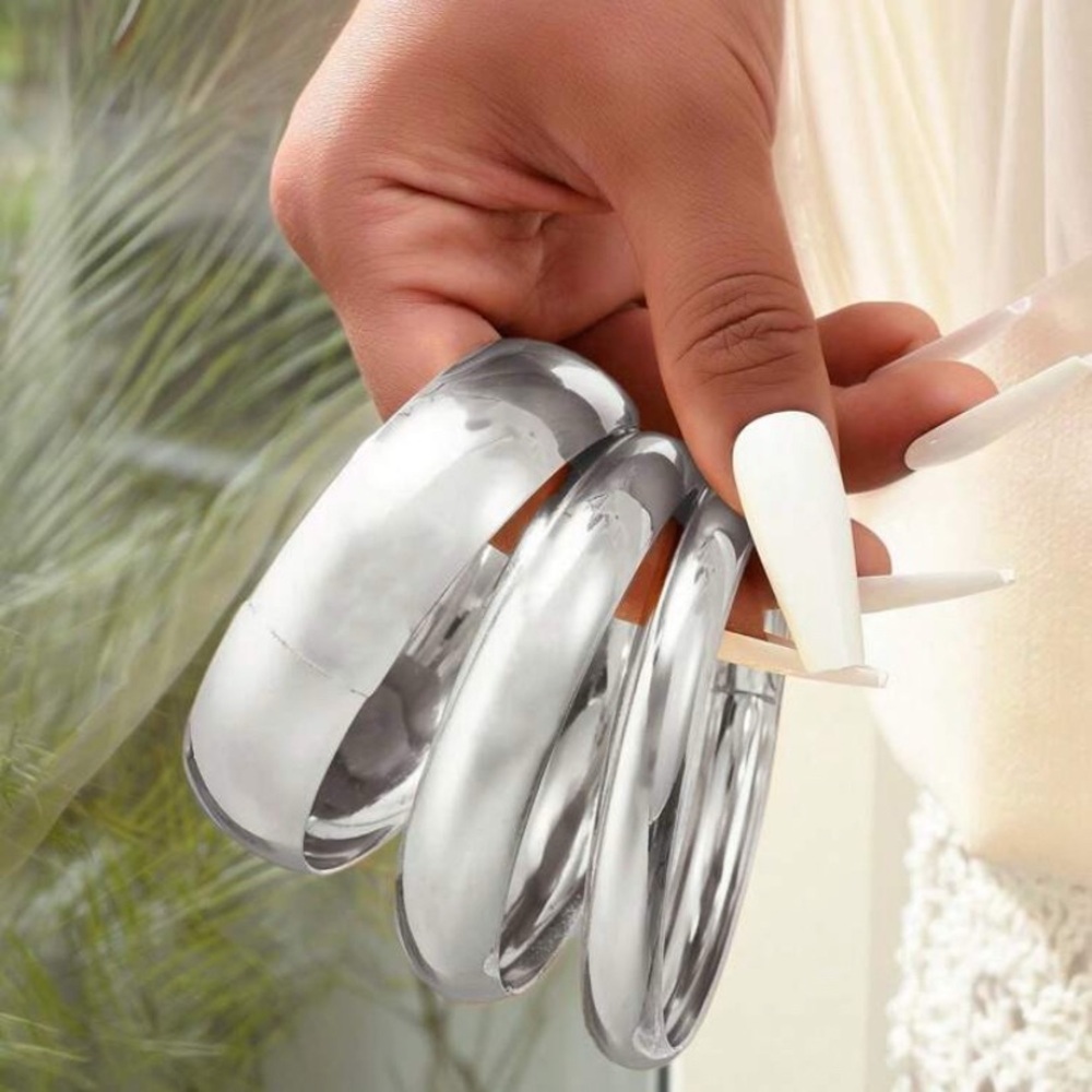 Silver Bangle Bracelet Set